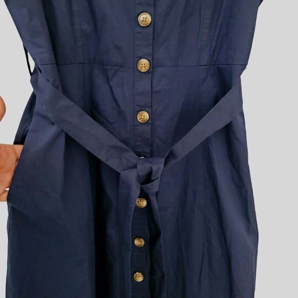 J.Crew Button-Front Belted Midi Dress Womens Size 10 Navy NWT - Picture 6 of 7